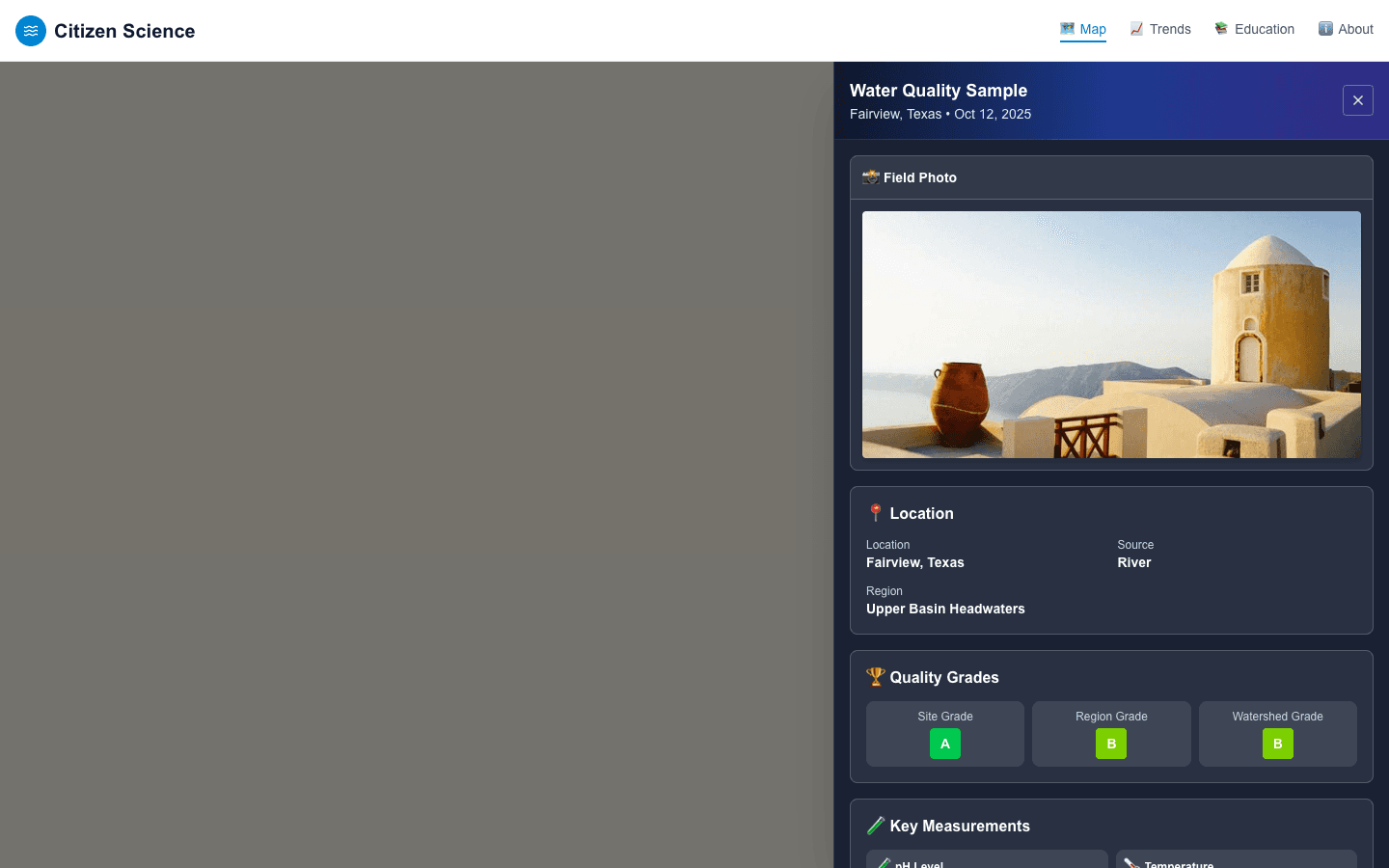 Citizen Science Site — application screenshot