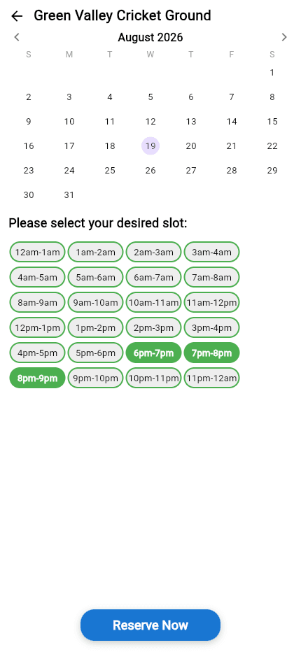 Ground Booking — app screenshot