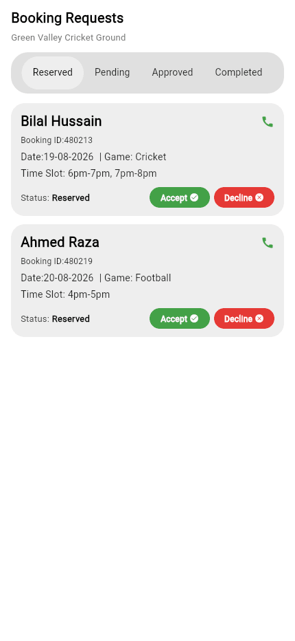 Ground Booking — app screenshot