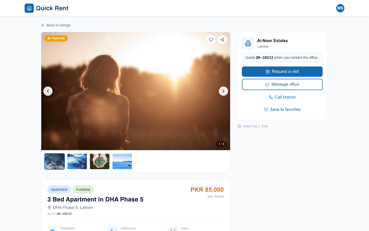Quick Rent — application screenshot