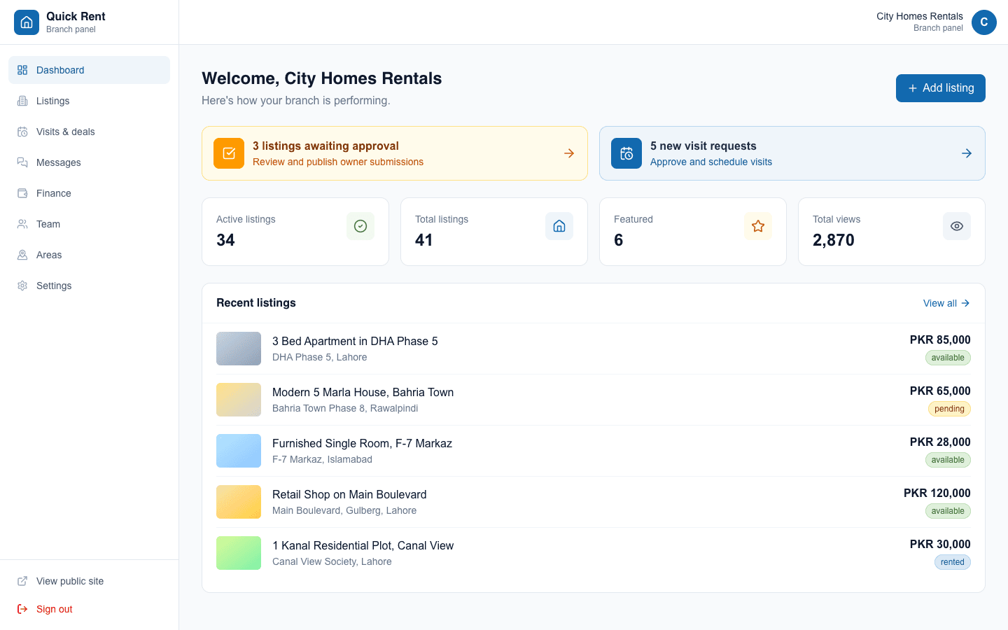 Quick Rent — application screenshot