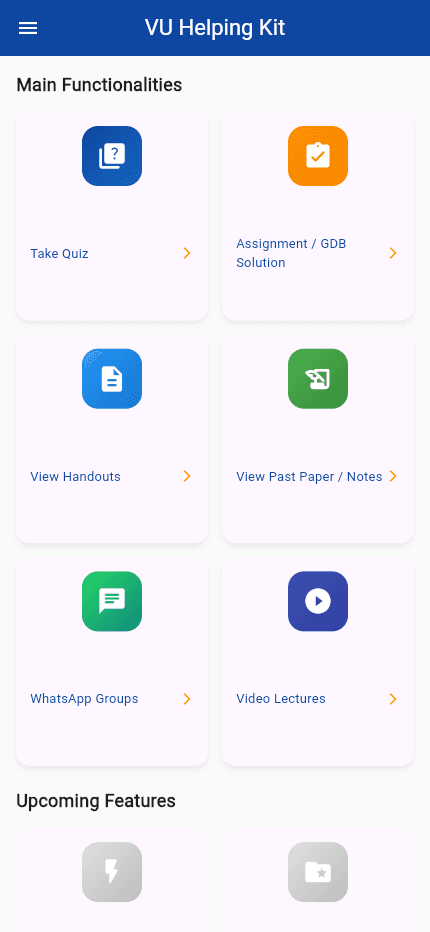 VU Helping Kit — app screenshot